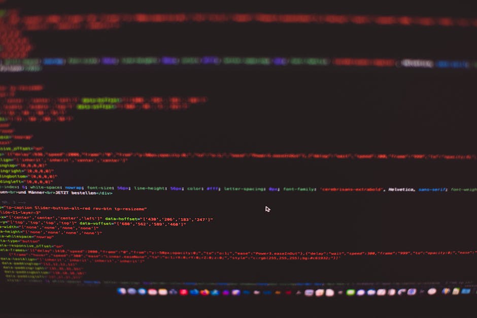 A computer monitor displays multiple dark-themed terminal windows with green, white, and red text, showcasing system calls, network data, error messages, and command line interfaces. The screen is sit
